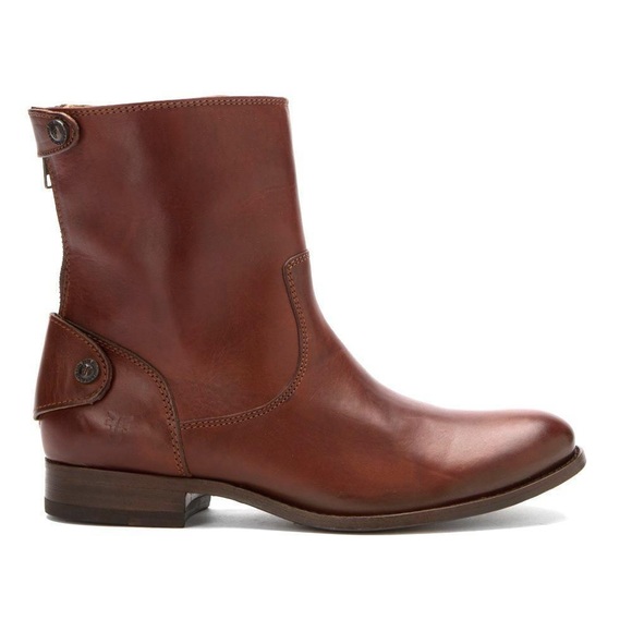 Frye Shoes - Frye women’s Melissa Button Leather Zip Short Ankle Boots brown